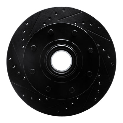 R1 Concepts R1 92-02 Chevrolet G30 Front Left Drilled & Slotted Black Brake Rotor