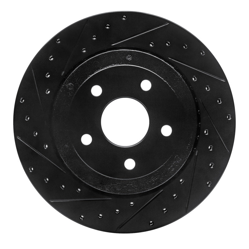 R1 Concepts R1 06-10 Jeep Grand Cherokee Rear Left Drilled & Slotted Black Brake Rotor