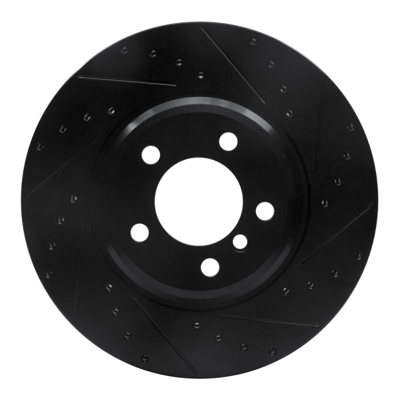 R1 Concepts R1 02-08 BMW 760LI Front Right Drilled & Slotted Black Brake Rotor