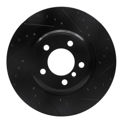 R1 Concepts R1 02-08 BMW 760LI Front Right Drilled & Slotted Black Brake Rotor