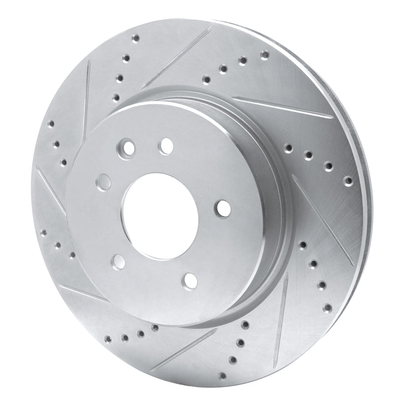 R1 Concepts R1 00-06 Jaguar XKR Rear Left Drilled & Slotted Silver Brake Rotor