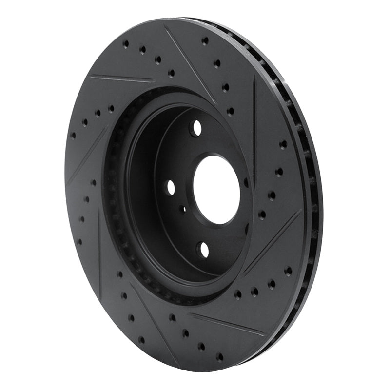 R1 Concepts R1 86-92 Toyota Supra Front Left Drilled & Slotted Black Brake Rotor