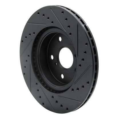 R1 Concepts R1 86-92 Toyota Supra Front Left Drilled & Slotted Black Brake Rotor