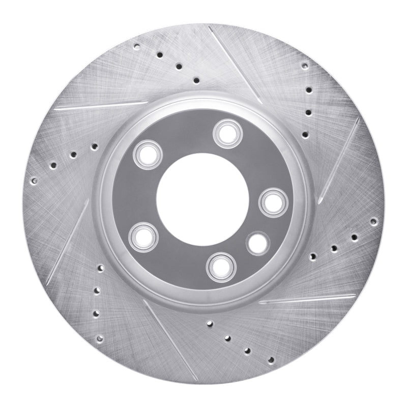 R1 Concepts R1 03-15 Audi Q7 Left Front Drilled & Slotted Silver Brake Rotor
