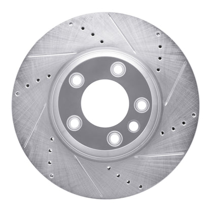 R1 Concepts R1 03-15 Audi Q7 Left Front Drilled & Slotted Silver Brake Rotor