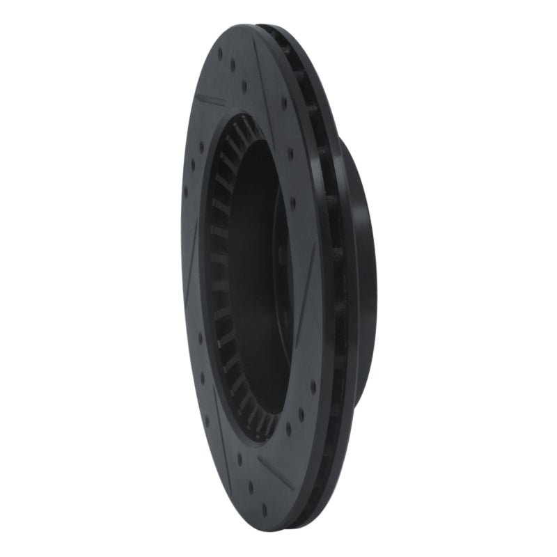 R1 Concepts R1 83-89 Chrysler Conquest Rear Left Drilled & Slotted Black Brake Rotor