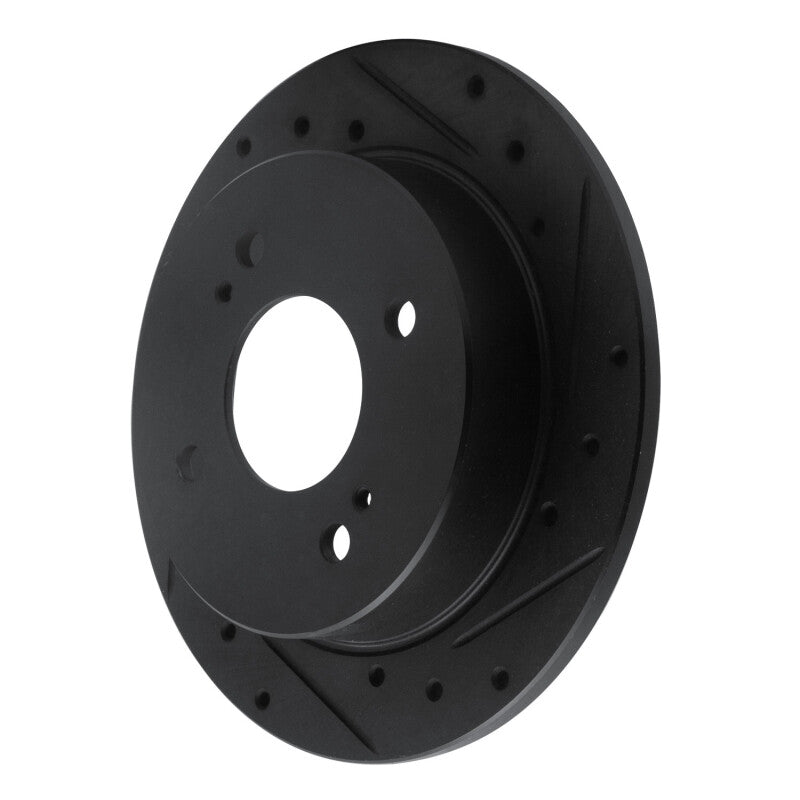 R1 Concepts R1 82-88 Nissan 280ZX Rear Right Drilled & Slotted Black Brake Rotor