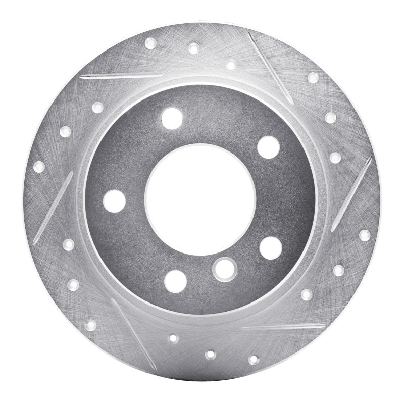 R1 Concepts R1 95-99 BMW 318TI Rear Right Drilled & Slotted Silver Brake Rotor