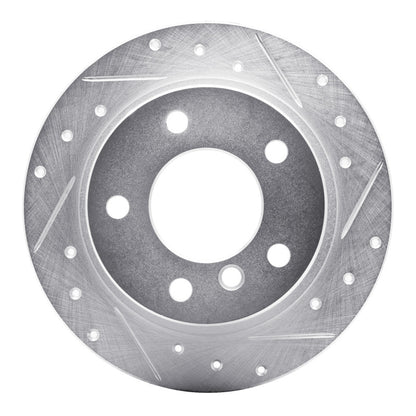 R1 Concepts R1 95-99 BMW 318TI Rear Right Drilled & Slotted Silver Brake Rotor