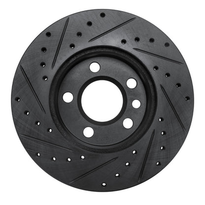 R1 Concepts R1 96-00 Volkswagen EuroVan Front Right Drilled & Slotted Black Brake Rotor