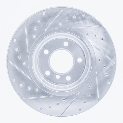 R1 Concepts R1 06-13 BMW 330I Front Right Drilled & Slotted Silver Brake Rotor