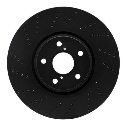 R1 Concepts R1 07-11 Lexus GS350 Left Front Drilled Black Brake Rotor