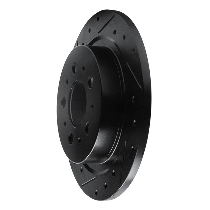R1 Concepts R1 97-98 Volvo V90 Rear Left Drilled & Slotted Black Brake Rotor