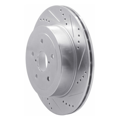 R1 Concepts R1 05-07 Subaru Impreza Rear Right Drilled & Slotted Silver Brake Rotor