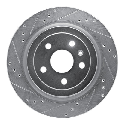 R1 Concepts R1 08-14 Cadillac CTS Rear Left Drilled & Slotted Silver Brake Rotor