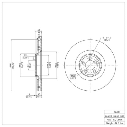 DFC 10-24 Jaguar XKR Front Brake Rotor