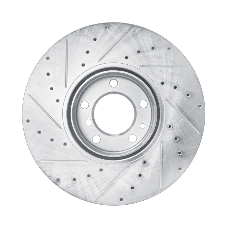R1 Concepts R1 00-03 BMW 530I Front Right Drilled & Slotted Silver Brake Rotor
