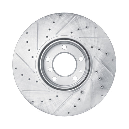 R1 Concepts R1 00-03 BMW 530I Front Right Drilled & Slotted Silver Brake Rotor