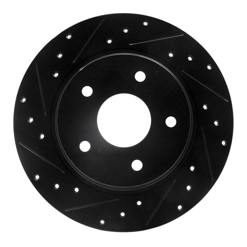 R1 Concepts R1 08-16 Chrysler Town & Country Rear Left Drilled & Slotted Black Brake Rotor