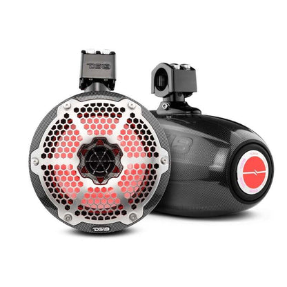 DS18 Marine And Powersports Towers 8in 1in Driver 180 Watts RMS RGB LED Lights Black