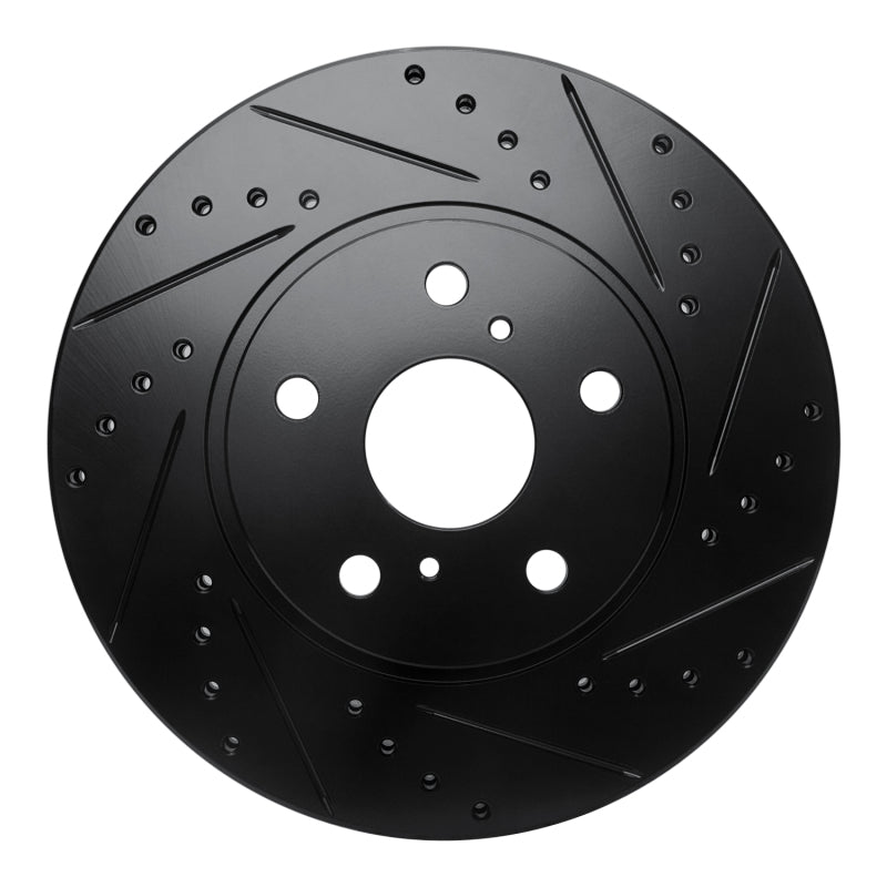 R1 Concepts R1 86-92 Toyota Supra Front Right Drilled & Slotted Black Brake Rotor