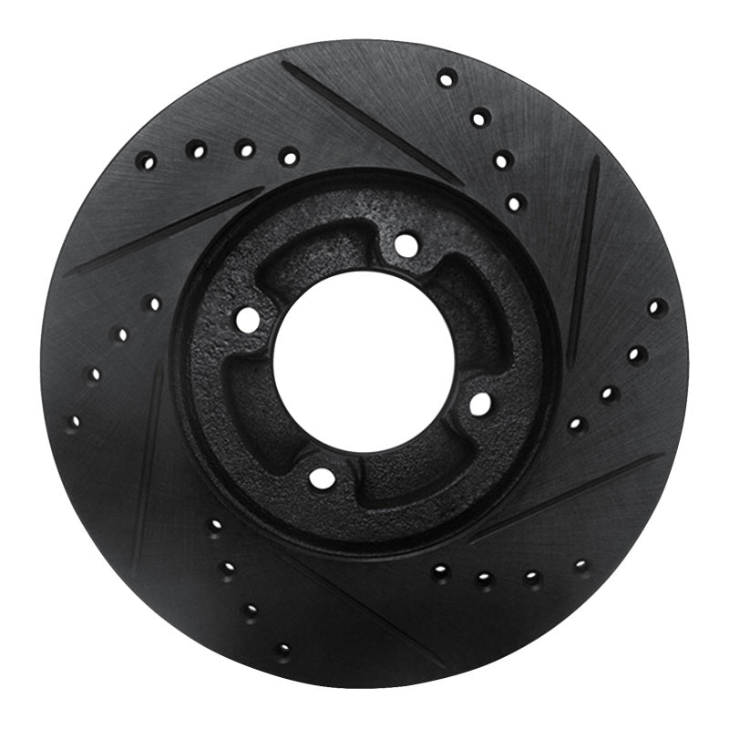 R1 Concepts R1 86-89 Toyota Van Front Left Drilled & Slotted Black Brake Rotor