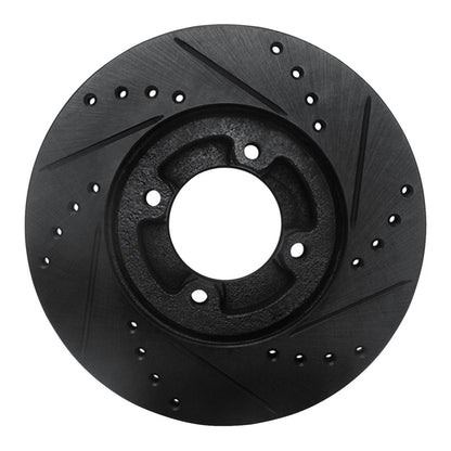 R1 Concepts R1 86-89 Toyota Van Front Left Drilled & Slotted Black Brake Rotor