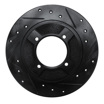 R1 Concepts R1 82-86 Nissan Pulsar NX Front Right Drilled & Slotted Black Brake Rotor