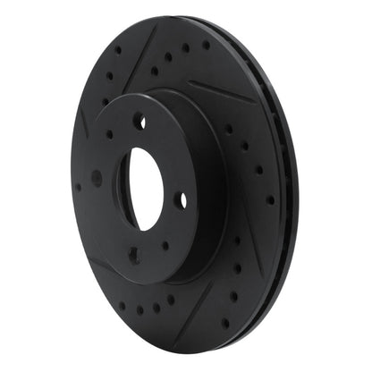 R1 Concepts R1 88-06 Nissan NX Front Left Drilled & Slotted Black Brake Rotor