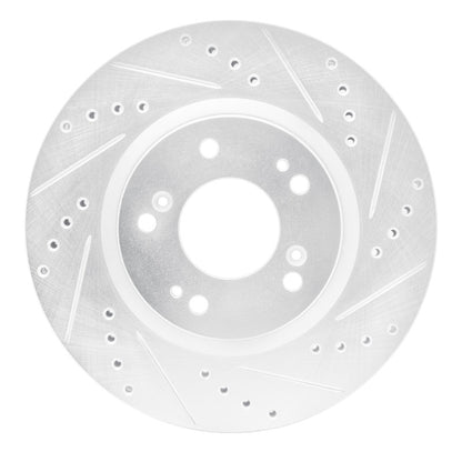 R1 Concepts R1 04-12 Mitsubishi Eclipse Front Right Drilled & Slotted Silver Brake Rotor