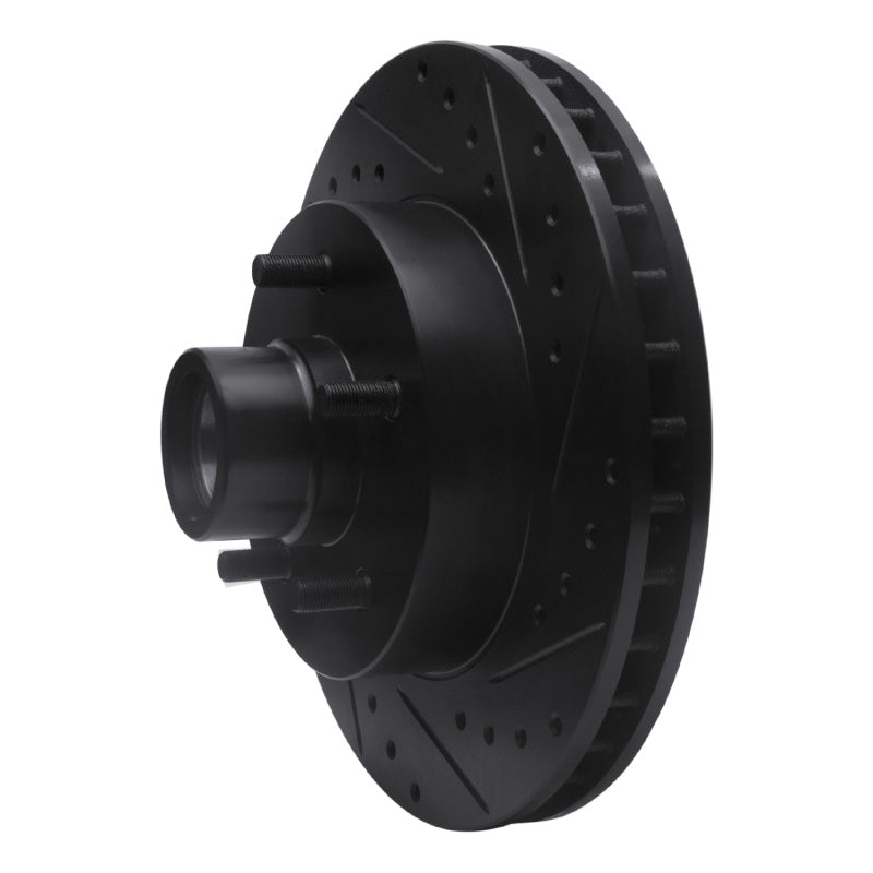 R1 Concepts R1 69-96 Buick Estate Wagon Front Right Drilled & Slotted Black Brake Rotor