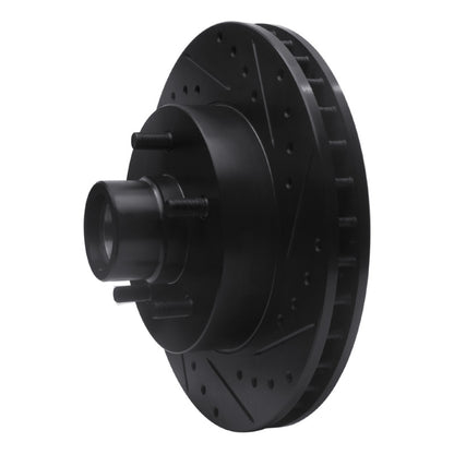R1 Concepts R1 69-96 Buick Estate Wagon Front Right Drilled & Slotted Black Brake Rotor