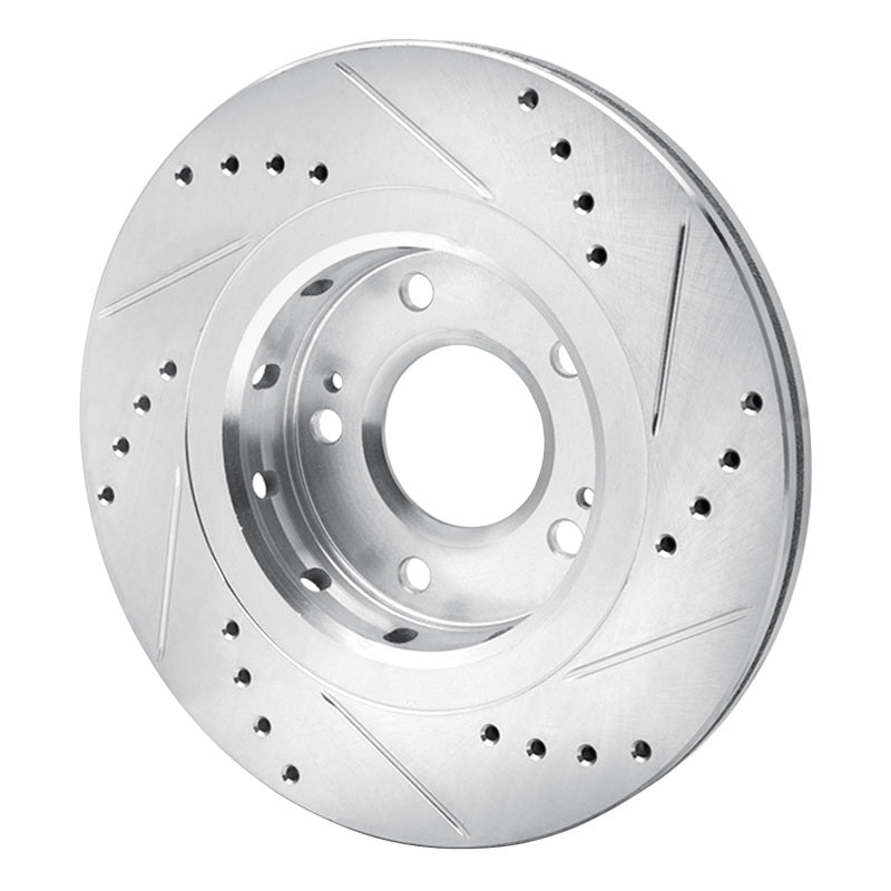 R1 Concepts R1 09-15 Mitsubishi Lancer Front Left Drilled & Slotted Silver Brake Rotor