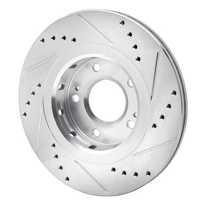 R1 Concepts R1 09-15 Mitsubishi Lancer Front Left Drilled & Slotted Silver Brake Rotor