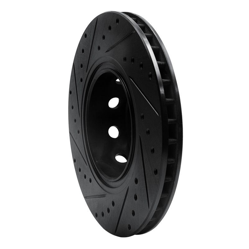 R1 Concepts R1 91-93 BMW M5 Front Right Drilled & Slotted Black Brake Rotor