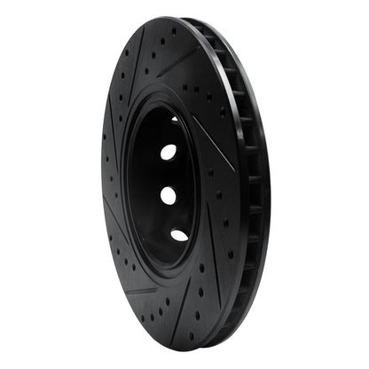 R1 Concepts R1 91-93 BMW M5 Front Right Drilled & Slotted Black Brake Rotor