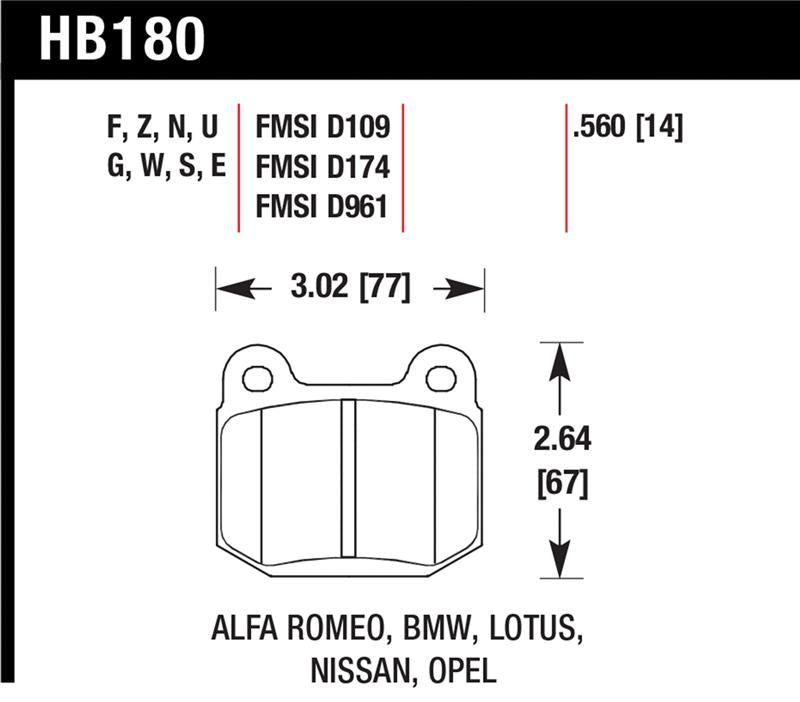 Hawk Performance Hawk 77-82 BMW 320I / 83-90 Alfa Romeo Spider / 84-86 Alfa Romeo Spider HPS Street Rear Brake Pads