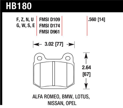 Hawk Performance Hawk 77-82 BMW 320I / 83-90 Alfa Romeo Spider / 84-86 Alfa Romeo Spider HPS Street Rear Brake Pads