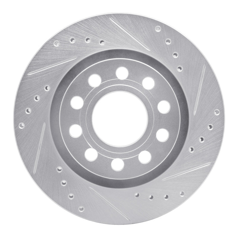 R1 Concepts R1 04-05 Audi ALLROAD Rear Right Drilled & Slotted Silver Brake Rotor