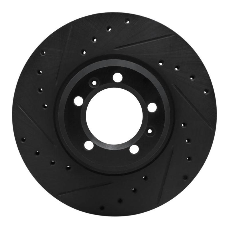 R1 Concepts R1 81-89 Alfa Romeo Milano Front Left Drilled & Slotted Black Brake Rotor