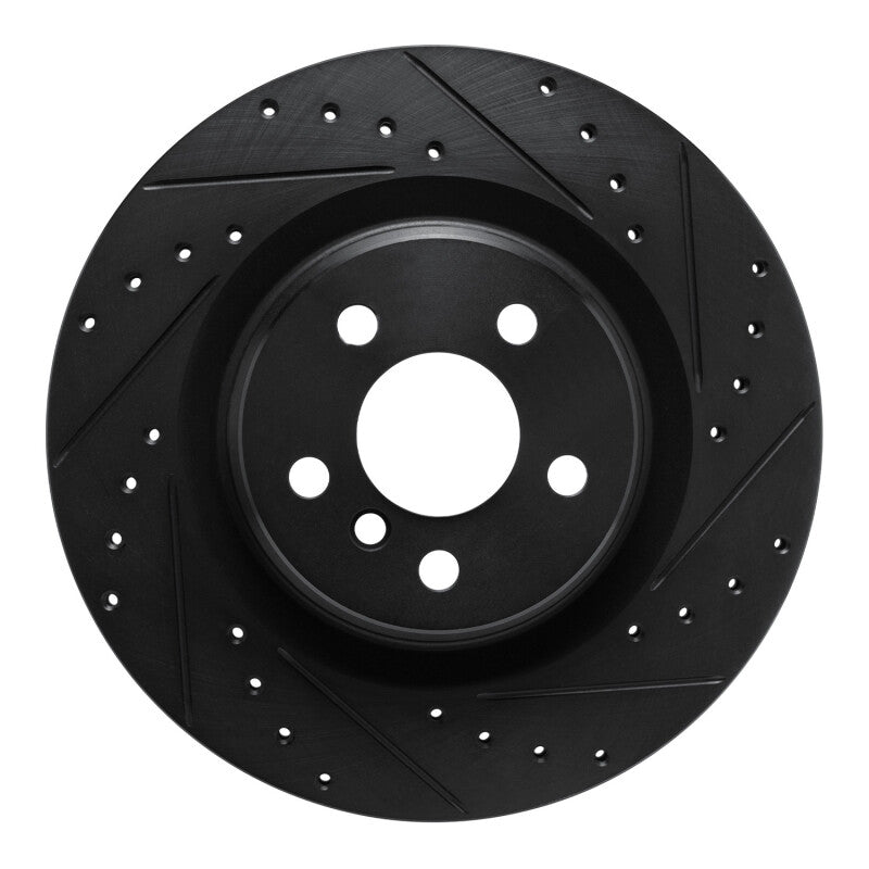 R1 Concepts R1 -24 BMW X2 Rear Right Drilled & Slotted Black Brake Rotor