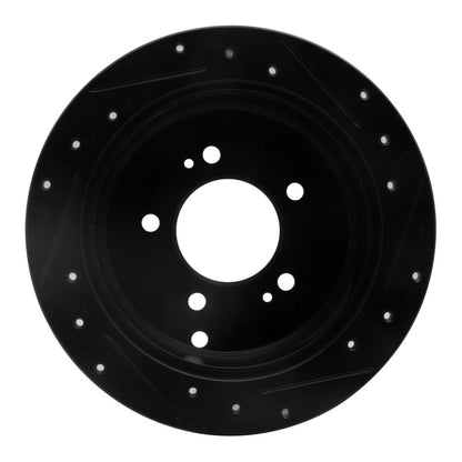 R1 Concepts R1 01-16 Hyundai Santa Fe Rear Left Drilled & Slotted Black Brake Rotor