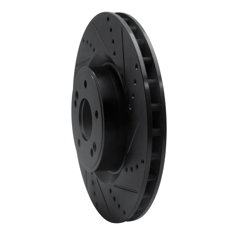 R1 Concepts R1 10-16 Hyundai Genesis Coupe Front Right Drilled & Slotted Black Brake Rotor