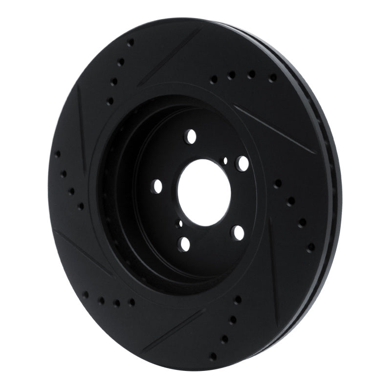 R1 Concepts R1 17-23 Subaru Impreza Front Right Drilled & Slotted Black Brake Rotor