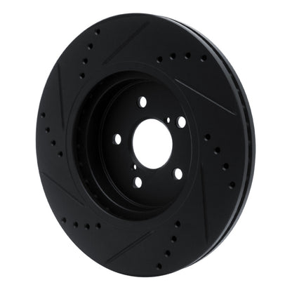 R1 Concepts R1 17-23 Subaru Impreza Front Right Drilled & Slotted Black Brake Rotor