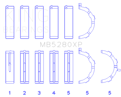 King Engine Bearings Ford Prod. V8 4.6L/5.4L (Size 0.25) Performance Main Bearing Set