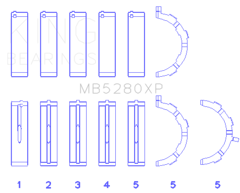 King Engine Bearings Ford 4.6L/5.4L V8 SOHC (Size .50) Performance Main Bearing Set