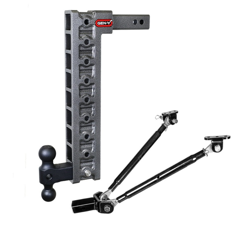 GEN-Y Hitch Gen-Y Mega Duty 2in Shank 20in Drop 1.5K TW 10K Hitch w/GH-031 Dual-Ball/GH-0100 Stabilizer Kit