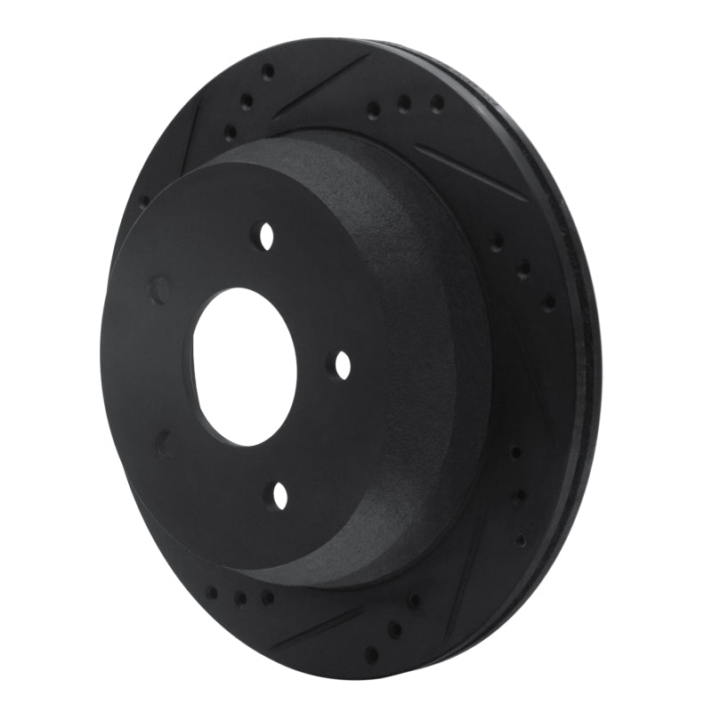 R1 Concepts R1 98-05 Chevrolet S10 Rear Left Drilled & Slotted Black Brake Rotor