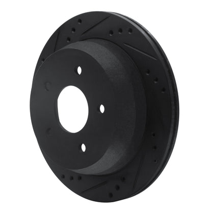 R1 Concepts R1 98-05 Chevrolet S10 Rear Left Drilled & Slotted Black Brake Rotor